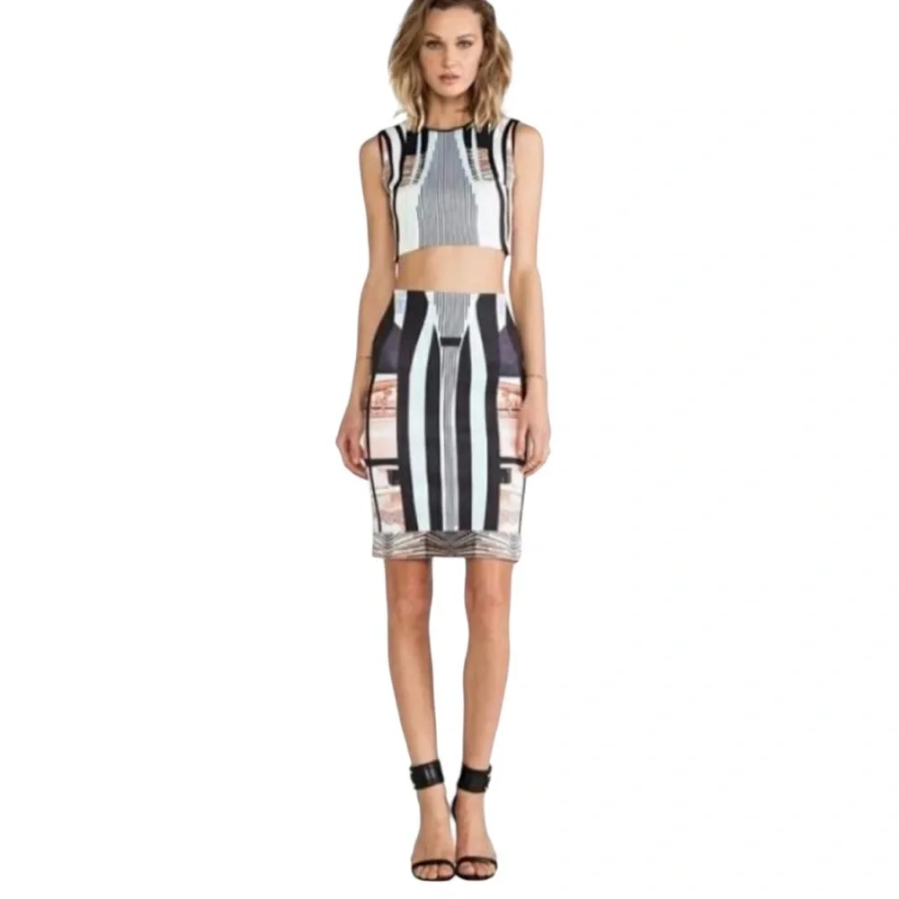 CLOVER CANYON PENCIL TUBE SCUBA PULLON PRINT BODYCON SKIRT S